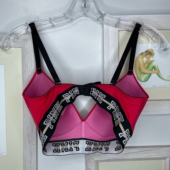 VICTORIA’S Secret PINK Red Wear Everywhere Lightly Lined Wireless Bra Size 34D - Picture 5 of 10